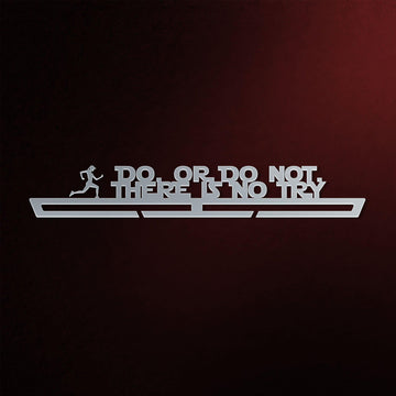 Women's Do Or Do Not Medal Hanger in laser-cut steel on a dark background