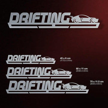 Drifting Medal Hanger shown in all available sizes with dimensions