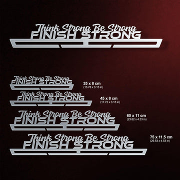 Finish Strong Medal Hanger shown in all available sizes with dimensions